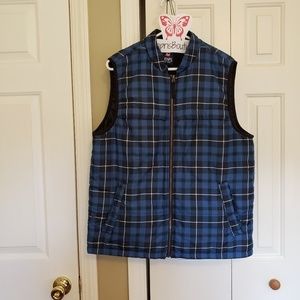 Chaps Plaid Puff Puffer Sleeveless Jacket Vest M Mens Women's